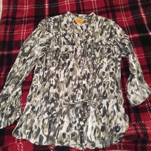 Ruby Rd‎ size 8 blouse animal print flowy camouflage camo y2k casual comfy fall